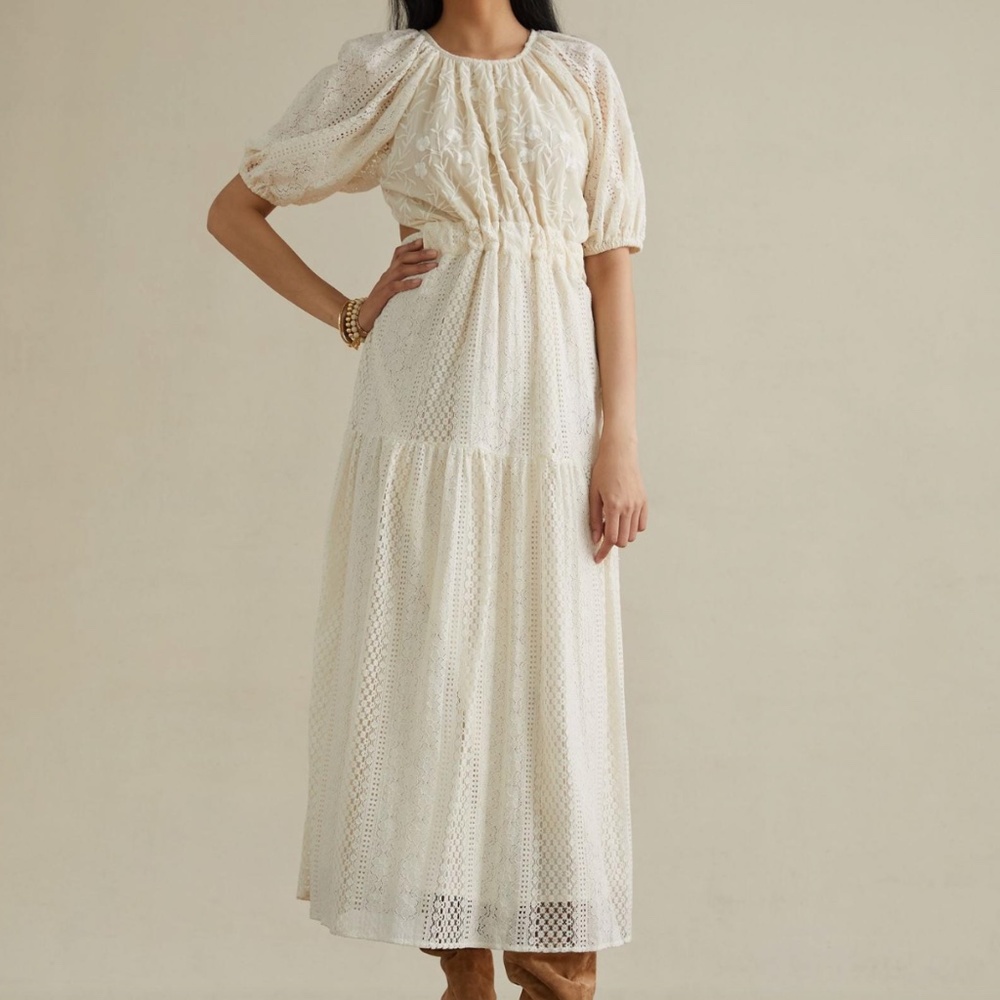 ANTHROPOLOGIE Cream Maxi Dress